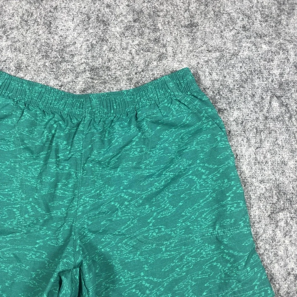 Columbia Swim Shorts Mens Small Green Geometric Print Drawstring Lined Trunks